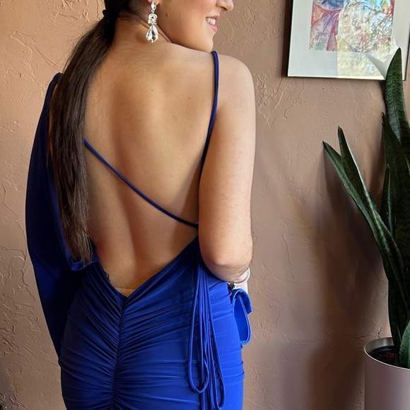 Royal Blue One Sleeve Maxi Dress NWT - Picture 5 of 10